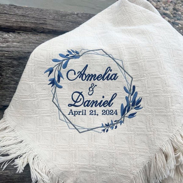 Personalized GEOMETRIC wedding gift | custom throws and blankets | embroidered wedding present  | monogrammed wedding gift | personal | USA