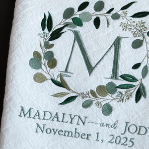 Personalized wedding embroidered throws + blankets | custom monogram | wedding gift | personal wedding afghan | last name initial | outdoor