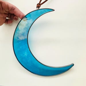Big Moon With Cosmic Blue Iridescent Glass