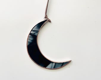 Glass Crescent Moon Smoky Black