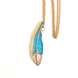 Ocean Blue Baby Feather necklace