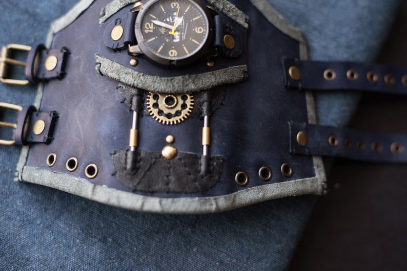 Leather Steampunk Wrist Cuff Steampunk Wristband Steampunk Etsy