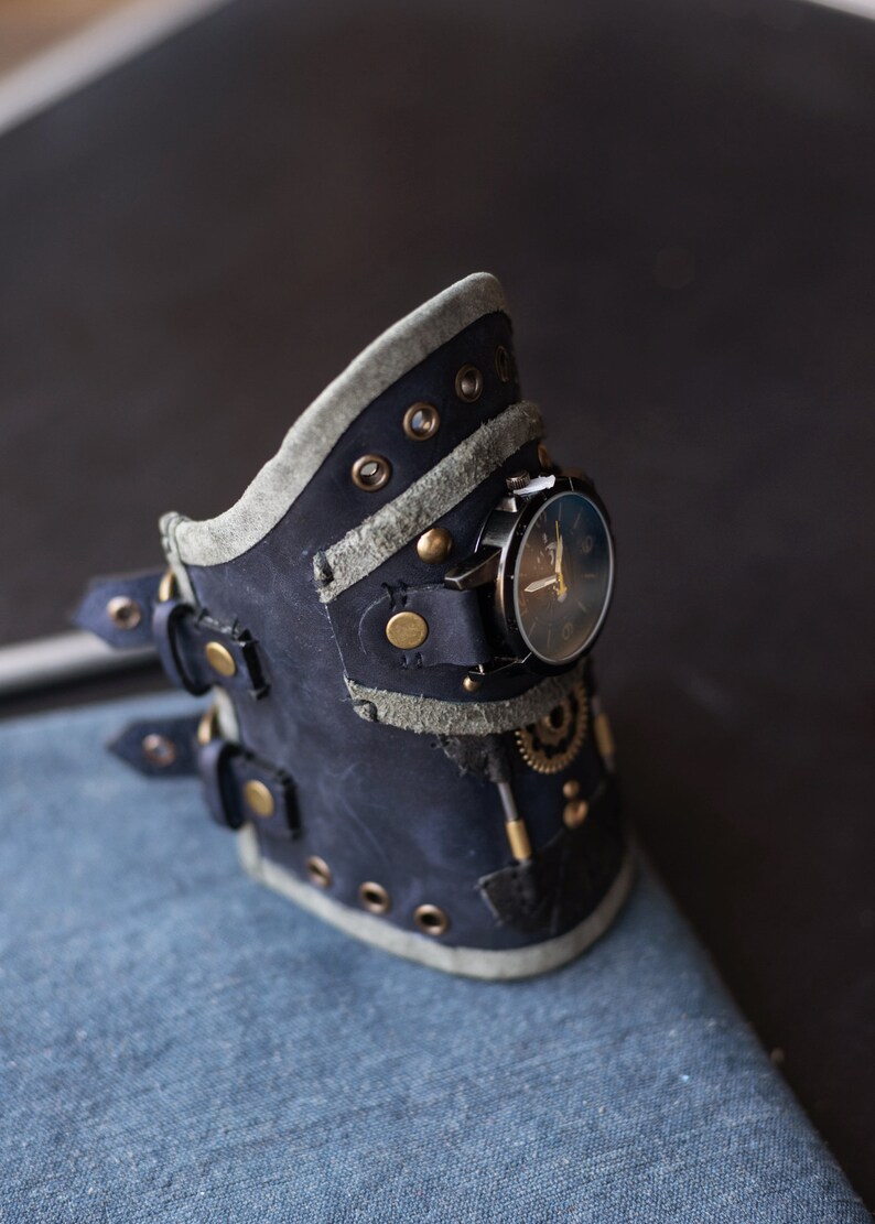 Leather Steampunk Wrist Cuff Steampunk Wristband Steampunk Etsy