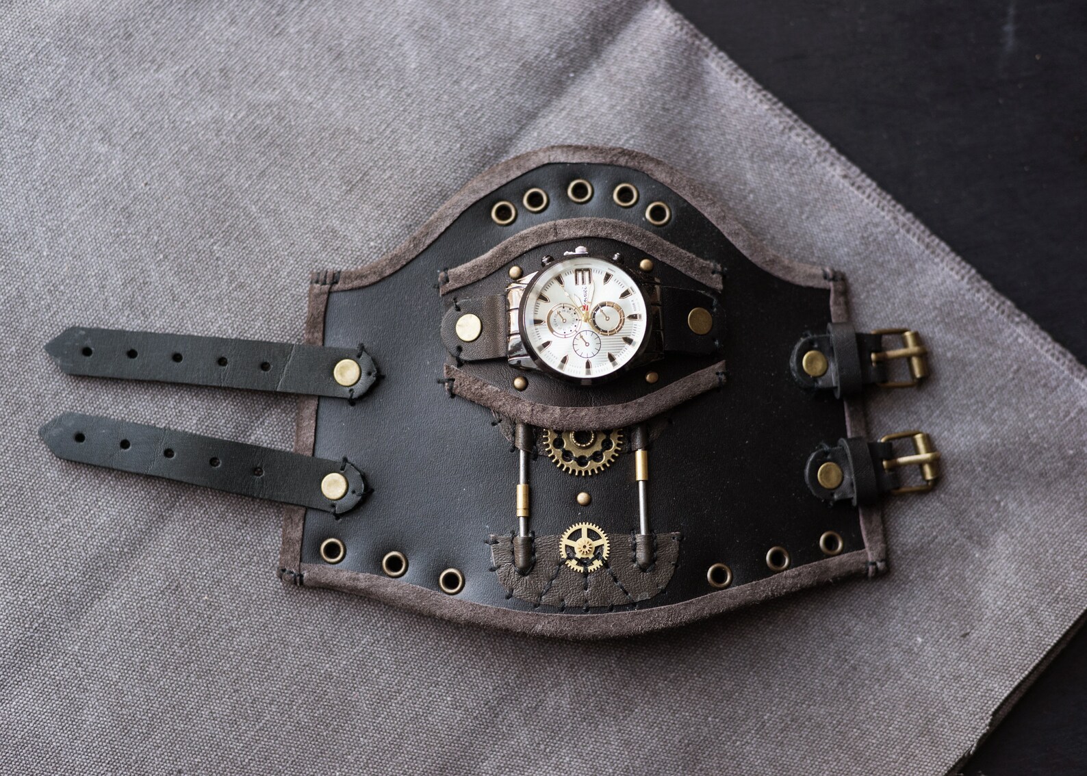 Leather Steampunk Wrist Cuff Steampunk Wristband Steampunk Etsy