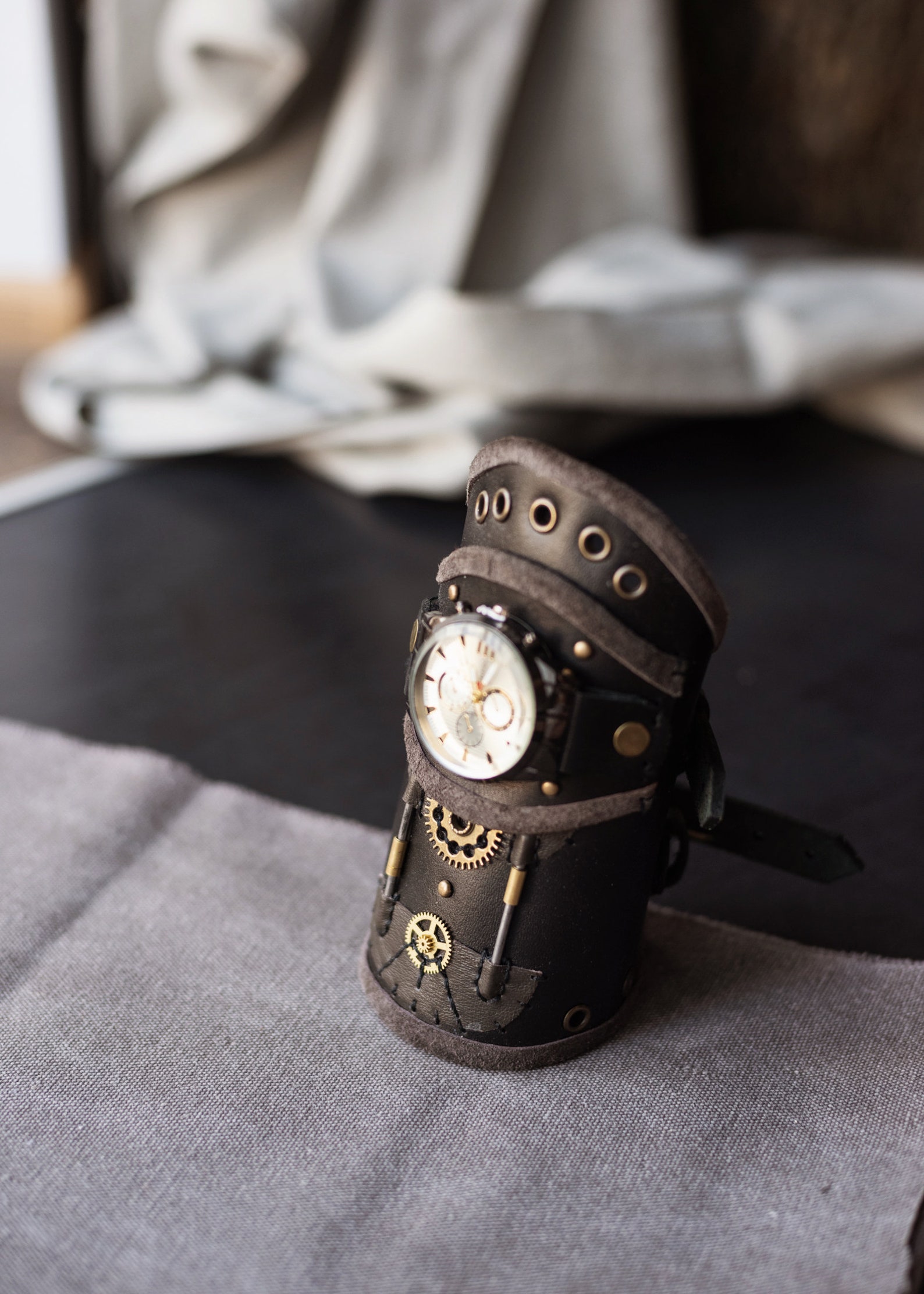 Leather Steampunk Wrist Cuff Steampunk Wristband Steampunk Etsy
