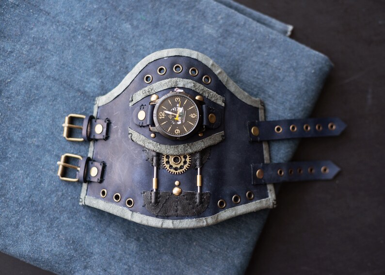 Leather Steampunk Wrist Cuff Steampunk Wristband Steampunk Etsy