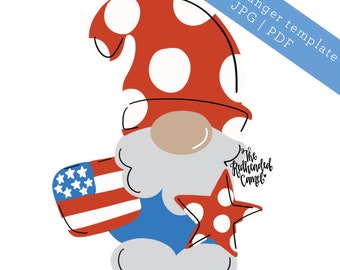 Patriotic Door Hanger Template - USA Gnome - Summer Door Hanger - DIY Door Hanger - Printable Template - Downloadable Template