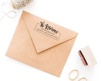 Calligraphy Address Stamp - Custom Rubber Stamp - Return Address Stamp - Personalized Stamp - Hand Lettered Envelope Stamp - Wedding Gift