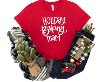 Christmas Long Sleeve Tee - Holiday Baking Team Shirt - Winter T-shirt - Womens long sleeve shirt - Christmas T-Shirt - Baking T-Shirt