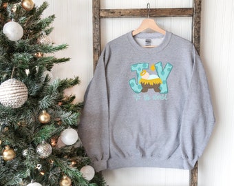 JOY Christmas Tee - Joy to the World Shirt - Winter T-shirt - Womens long sleeve shirt - Christmas T-Shirt - Joy T-Shirt - Christmas Tee