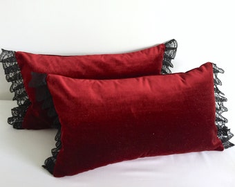 Burgundy cushion | Etsy Burgundy Velvet Throw Pillows Burgundy