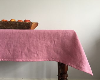 Dusky pink linen cotton tablecloth. Pink tablecloth. Dark pink tablecloth or napkin. Linen mix tablecloth. Made in England tablecloth OEKO