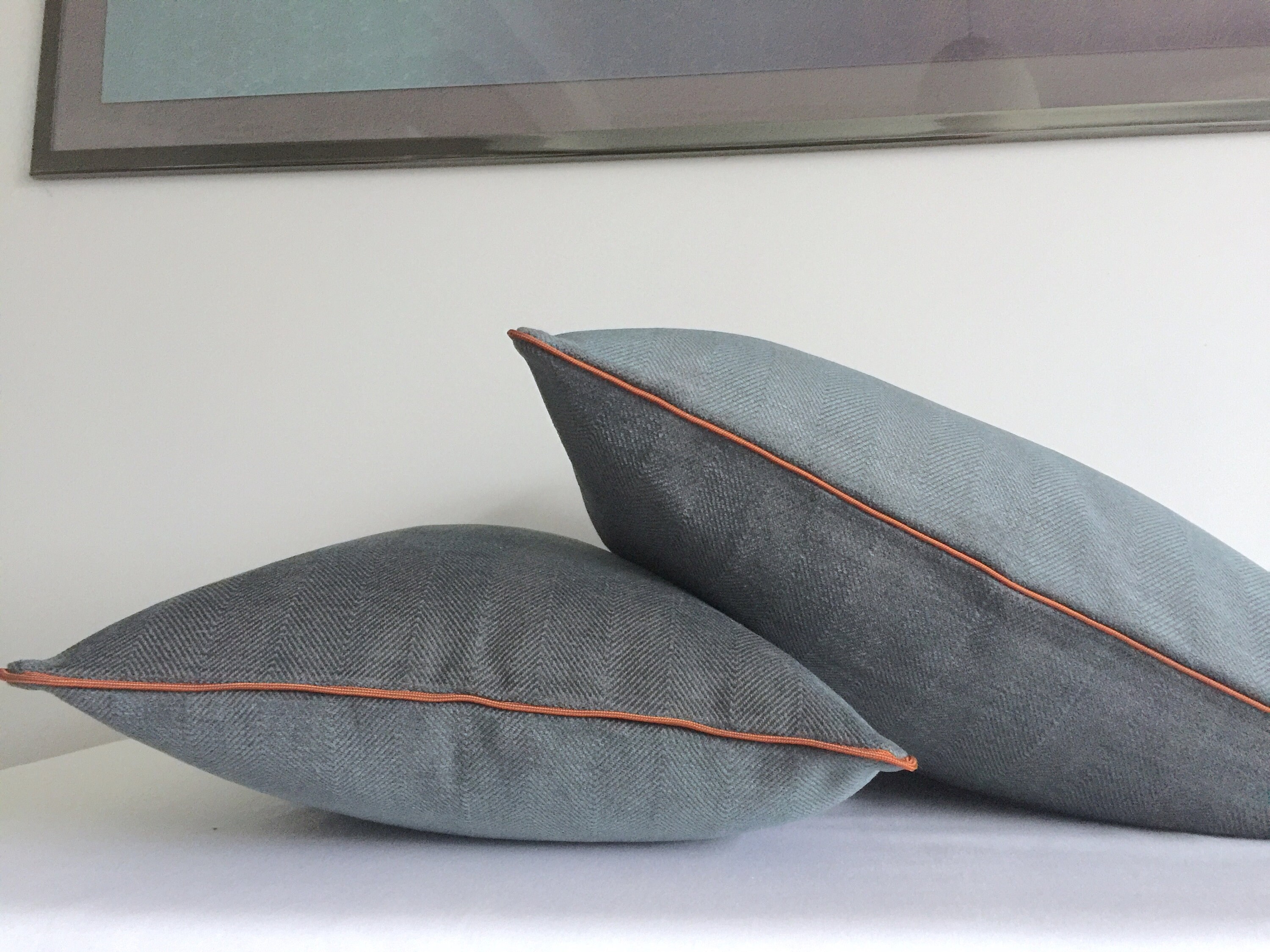 grey herringbone cushion