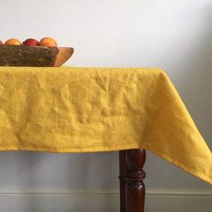 Yellow linen tablecloth/Pure Linen Tablecloth or napkin/Made in UK tablecloth/100% linen cloth/dark yellow linen tablecloth/Yellow cloth