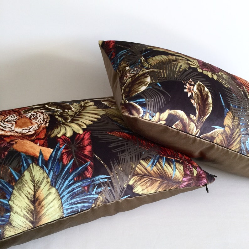 Jungle cushion/Tiger cushion/Luxury Exotic cushion/Nature Etsy