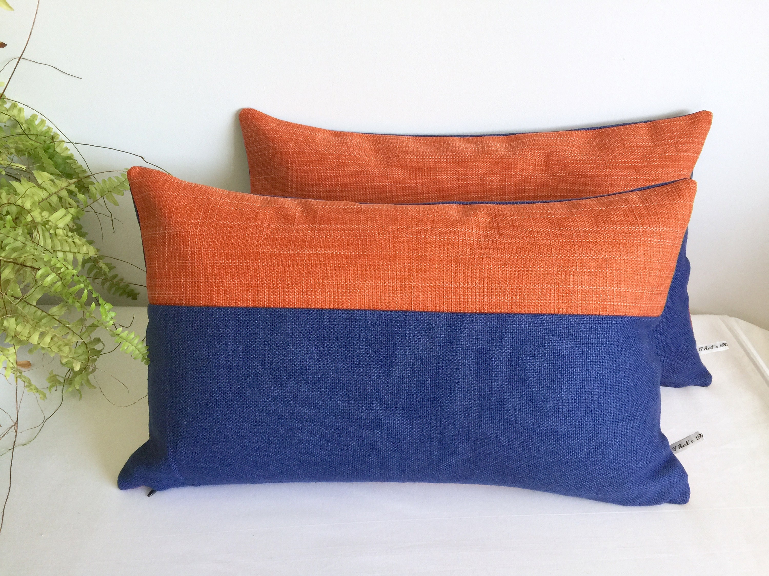 Geometric Cushion/orange and Blue Cushion or Cover/blue Orange Etsy UK