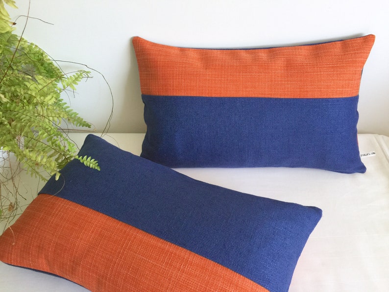 Geometric Cushion/orange and Blue Cushion or Cover/blue Orange Etsy UK
