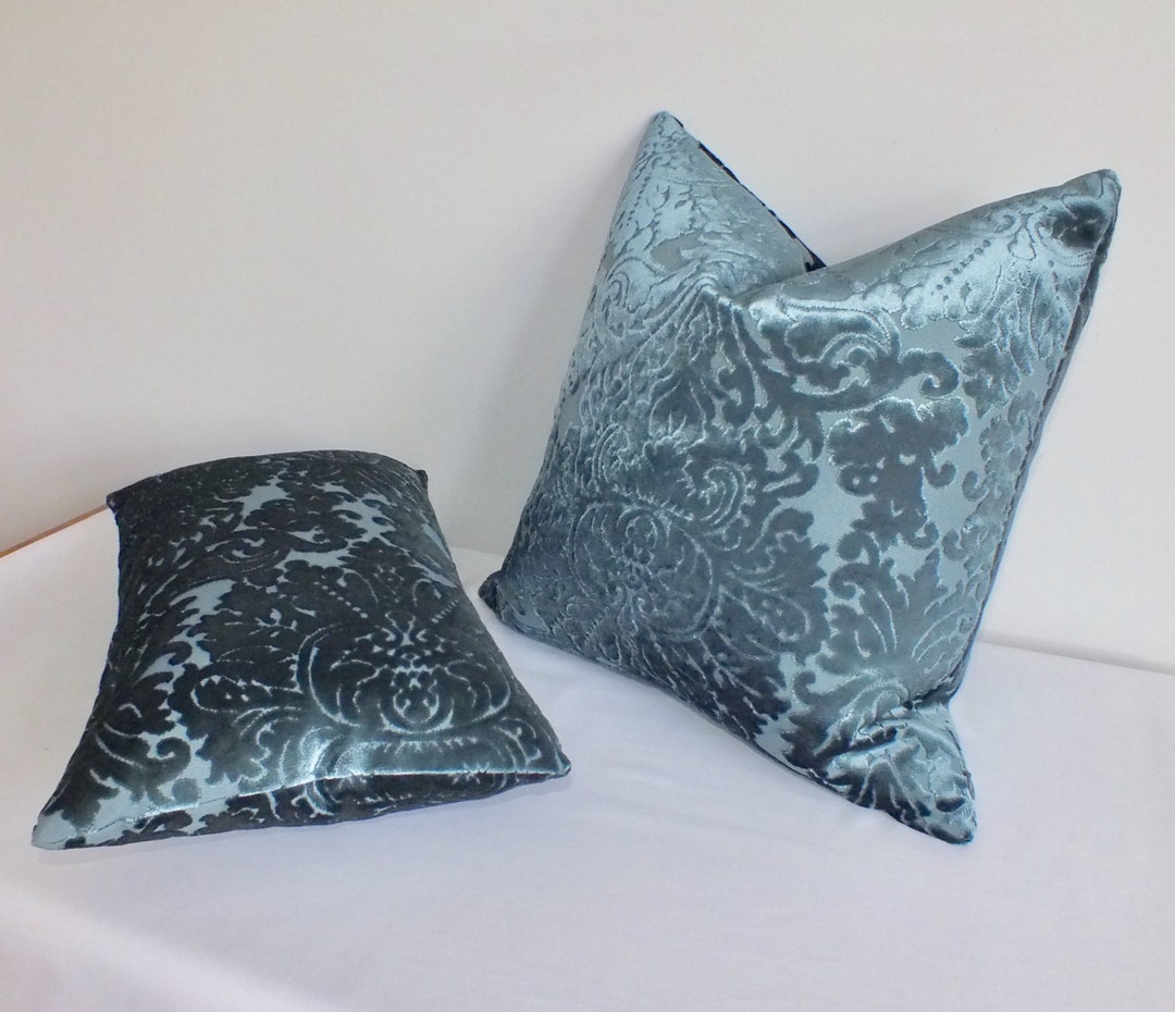 Teal Blue Velvet Cushion. Teal Velvet Cushion. Teal Cushion. Vintage
