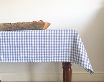 Blue gingham tablecloth. Blue tablecloth or napkin. Gingham tablecloth. 100% cotton tablecloth. Blue checks tablecloth made in England