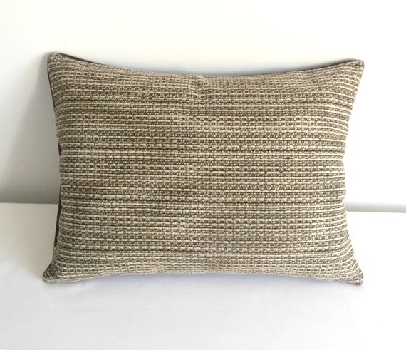 Beige wool lumbar cushionbrown velvet Boho Style Wool Throw Pillow in Ochre
