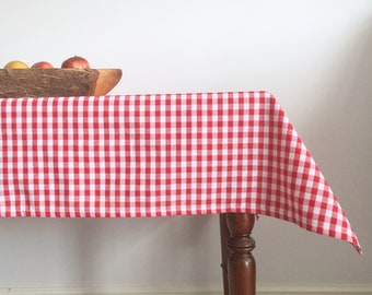 Red gingham tablecloth. Red checks tablecloth or napkin. Gingham Cotton tablecloth. 100% cotton tablecloth. Sage tablecloth made in England