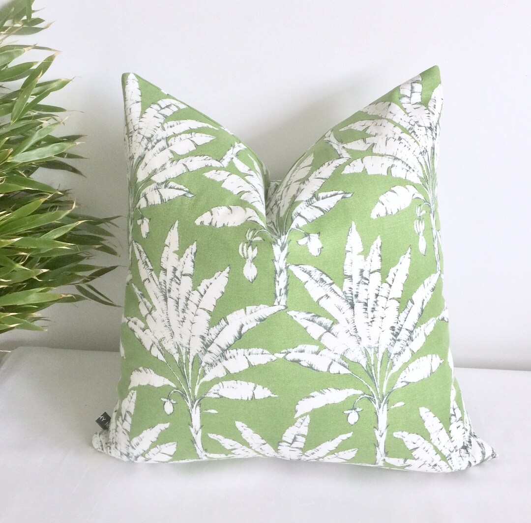 Palm tree cushion or cover. green botanical cushion. 100 cotton