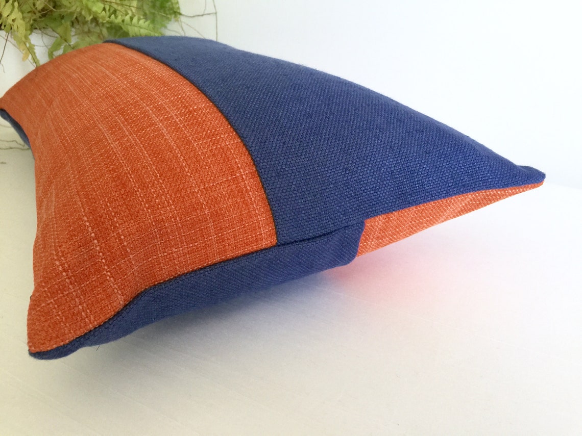 Geometric Cushion/orange and Blue Cushion or Cover/blue Orange Etsy UK