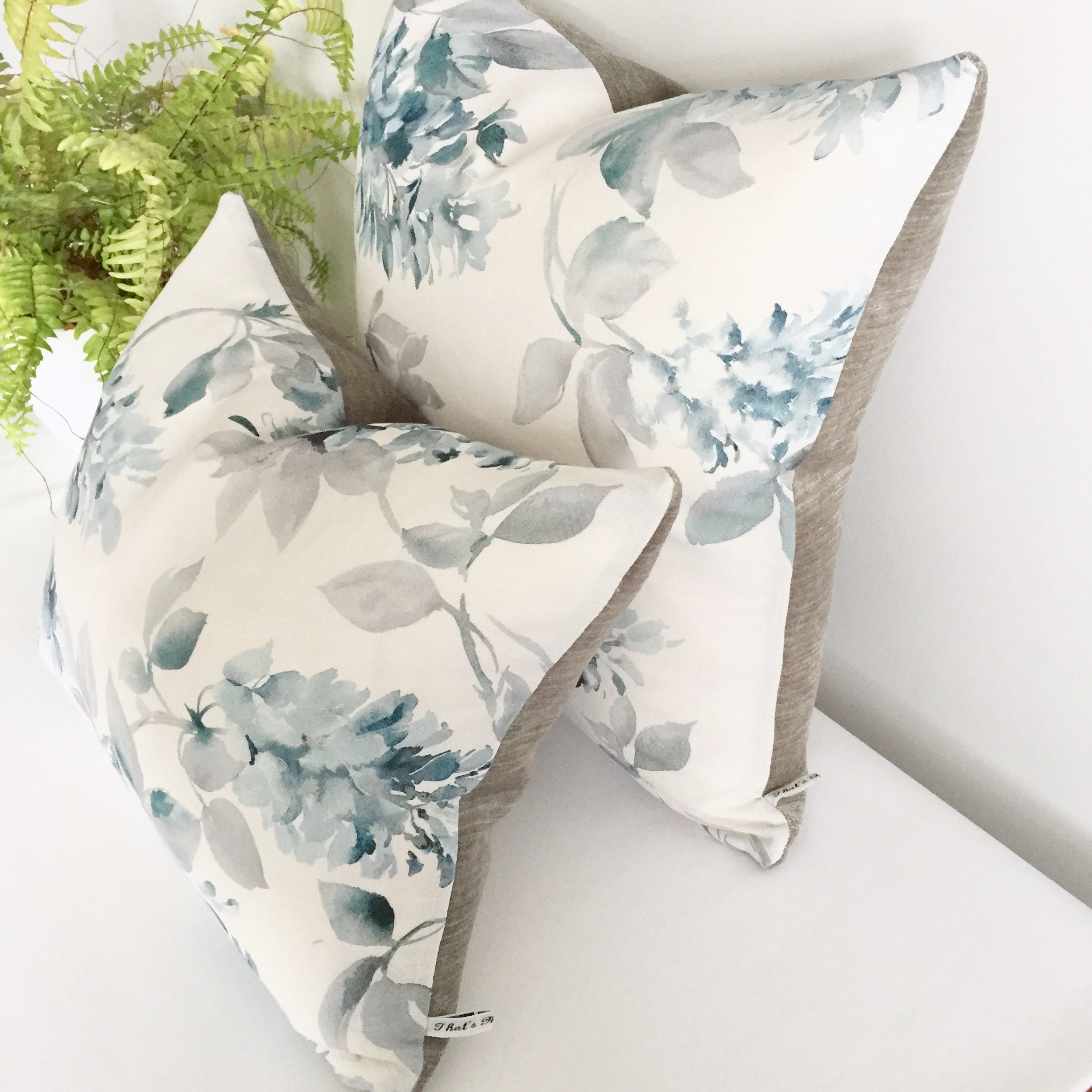 Blue Floral Cushion or Cover/blue Grey Cushion/floral Etsy UK