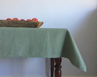 Sage Green Linen Tablecloth: Handmade UK Pure Linen Cloth