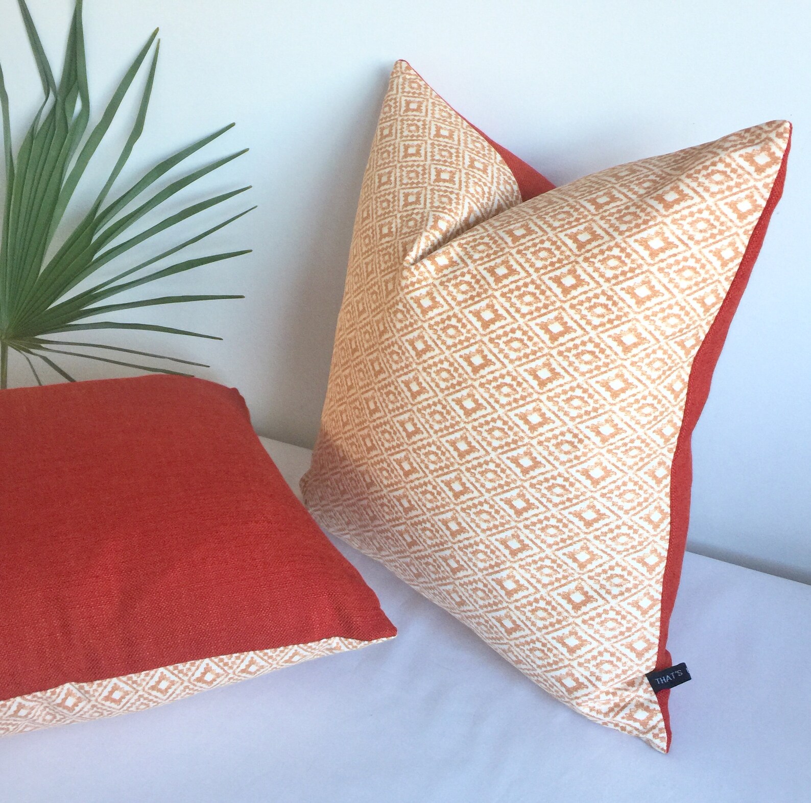 Orange Geometric cushion cover/orange cushion/Ikat Etsy