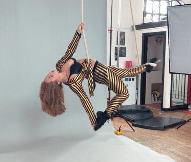 Metallic striped foil print leggings pole dancing leotard Etsy