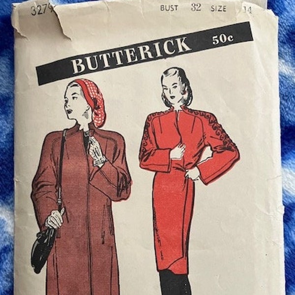 1940s Butterick 3279 - Evening Wrap or Daytime coat - 32" bust