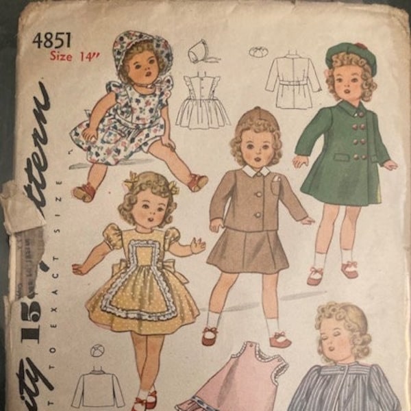 1940s Simplicity Patterns for 14" Dolls