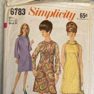Five 1960s Simplicity Mod Dress Patterns - size 12 or 32" bust