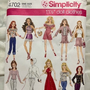 Simplicity 4702 Doll Going Out Clothing Sewing Pattern for Girls by Andrea  Schewe, Size 11.5