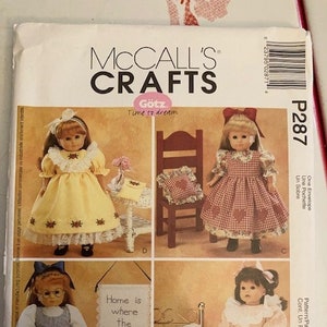 UNCUT Five McCall&#39;s Crafts Patterns for 18&quot; Dolls, American Girl Dolls