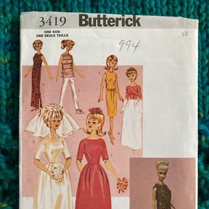 Vintage Barbie doll clothes patterns with underpants pattern — try