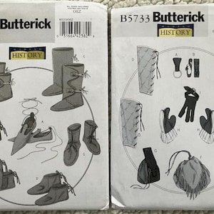 UNCUT Butterick B5233, B5580 and B5733 - Renaissance Footwear, Gloves and Accessories