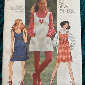 May include: Vintage sewing pattern for a dress with three different styles. The pattern is for sizes 12-34 and includes instructions on how to apply a slot zipper. The pattern is titled 'How to Sew' and is from Simplicity.