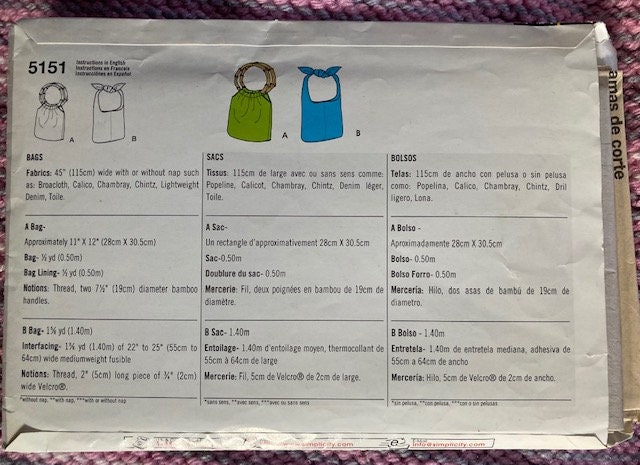 Simplicity Tote Bag Patterns - Your Choice of 3 - Etsy