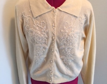 Beaded Brooks Brothers Collared Cardigan Sweater - 40" bust
