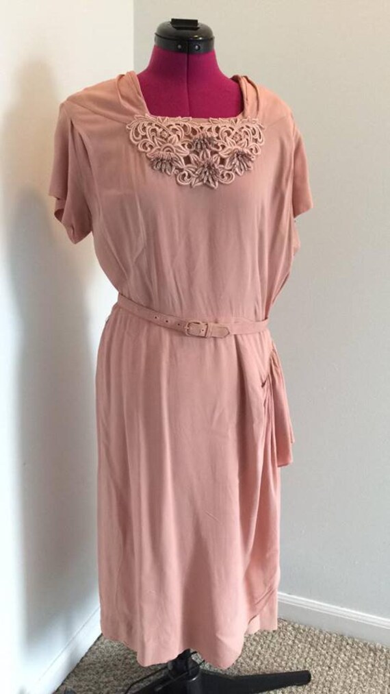 1940s "Original Blakely Fashion" Rayon Dress, 40"… - image 2
