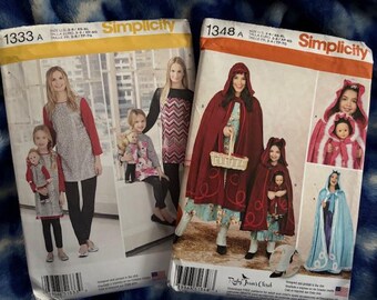 UNCUT Simplicity 1333, 1348 - Matching Outfits for Mom, Daughter and 18" Dolly