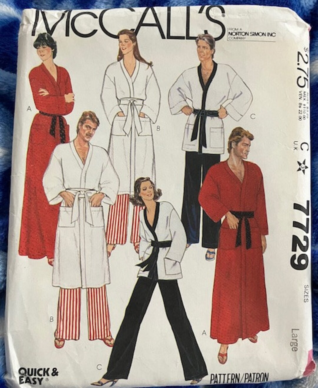 UNCUT Mccall's 7729 - His and Ms Robes and Pjs, Size L - Etsy