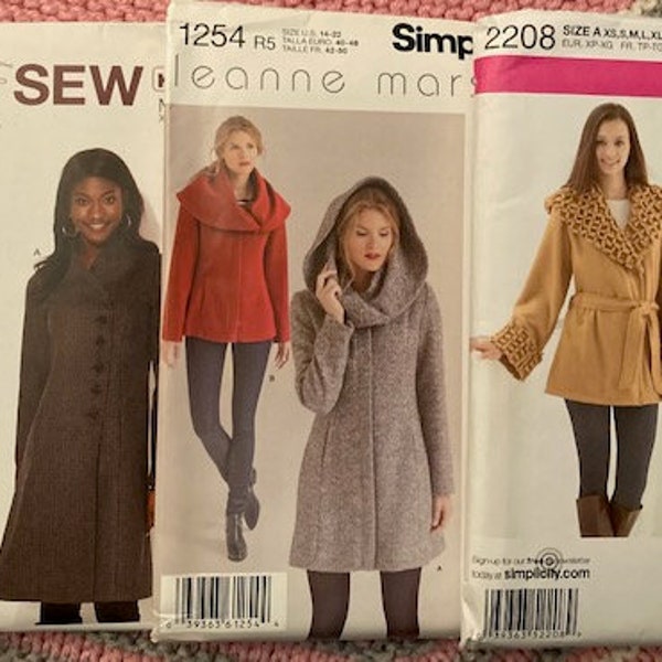 Ladies Coat Patterns - sizes 4 to 22, uncut and factory folded