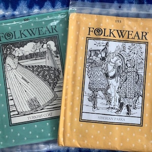 UNCUT Folkwear Patterns 207, Kinsale Cloak, 106 Turkish Coat, 108 Black Forest Smock, 153 Siberian Parka