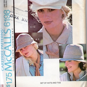 1978 McCall&#39;s Pattern 6198, Three Hats, Three Ties, Very Annie Hall.