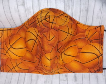 Basketball Face Mask: Reversible Cotton Fabric, Adjustable Fit