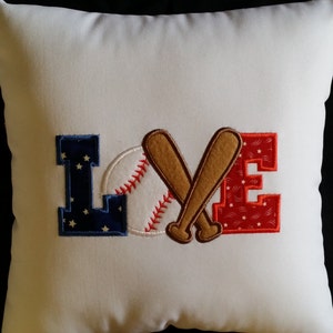 Baseball Pillow, Love Baseball Pillow, Love Pillow, Baseball, Throw Pillow, Game Pillow, Ball and Bat Pillow, Baseball Lovers Pillow,
