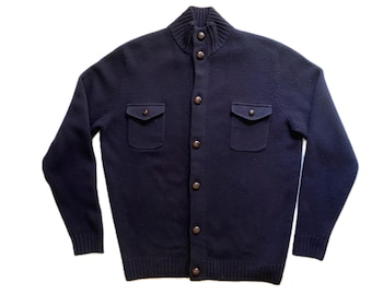Vintage Reserve Patrick James Cardigan Blue Stand Up Collar, Men’s Size Medium